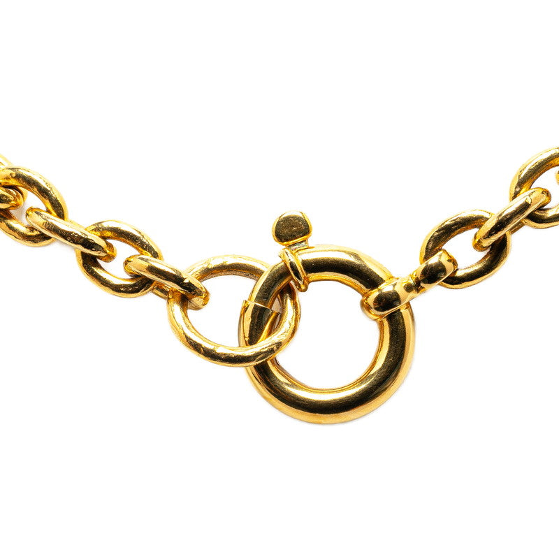 Chanel Vintage Triple Coco Mark Gold Plated Necklace