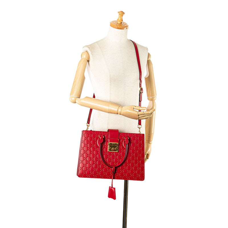 Gucci Leather Guccissima 2WAY Handbag 428207 Red in Great Condition