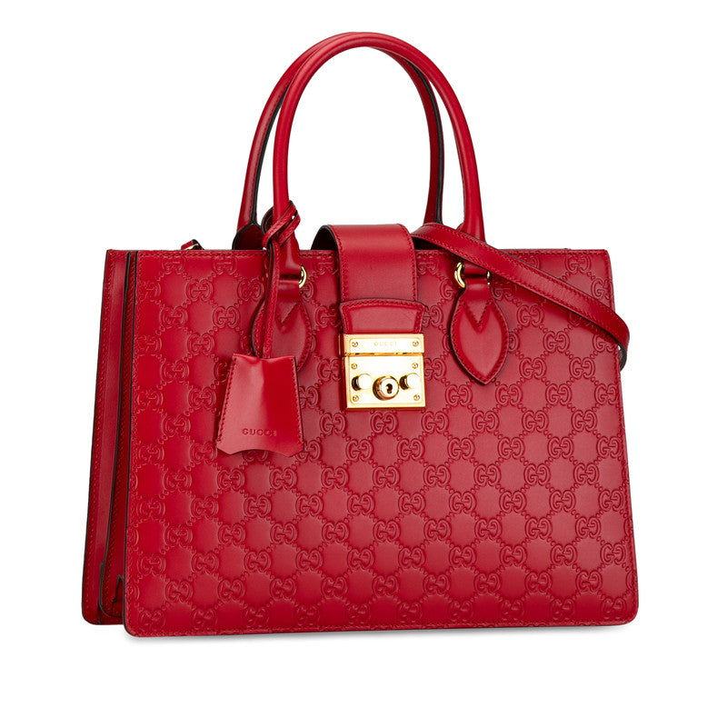 Gucci Leather Guccissima 2WAY Handbag 428207 Red in Great Condition