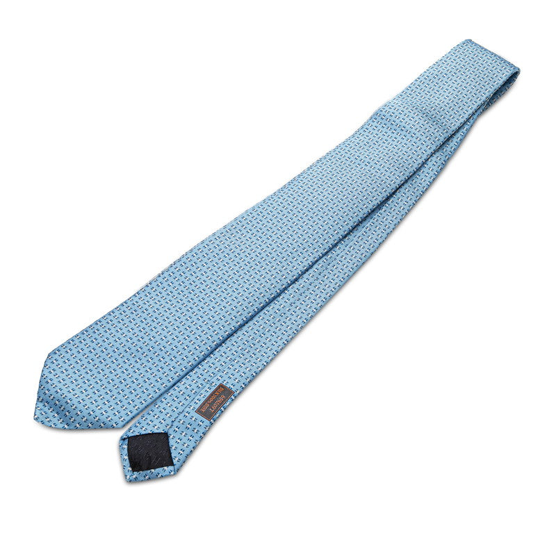 Hermes Silk Tie Light Blue White