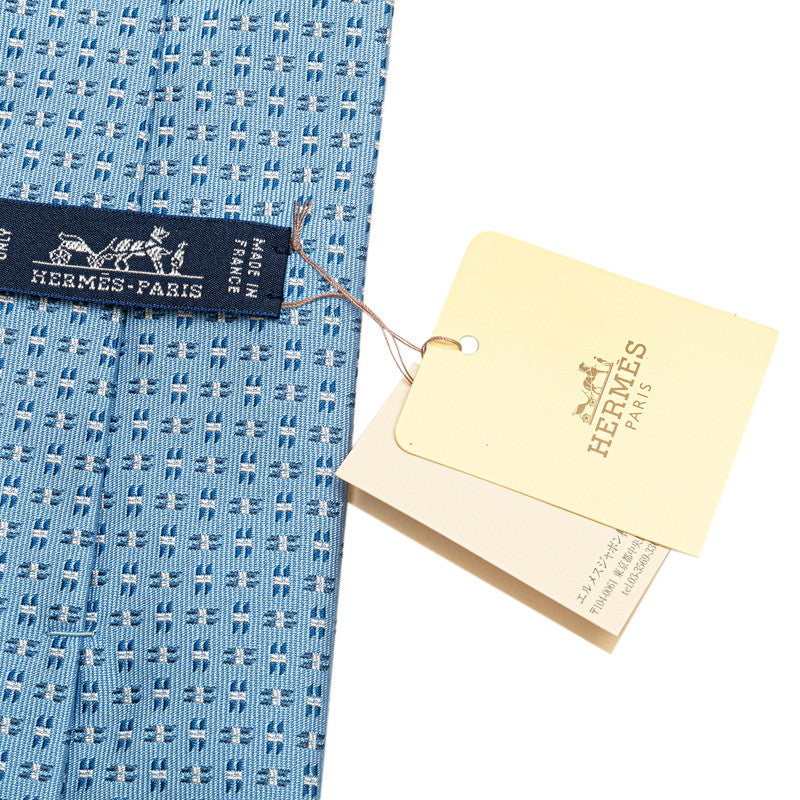 Hermes Silk Tie Light Blue White