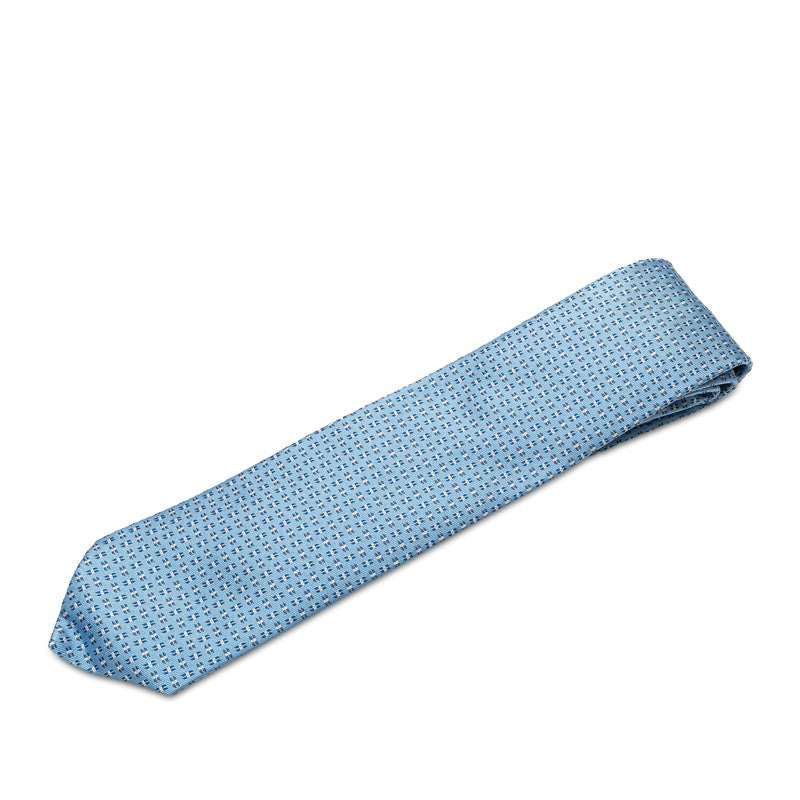 Hermes Silk Tie Light Blue White