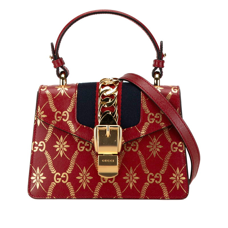 Gucci Sylvie Mini Leather Handbag 2WAY 470270 Red