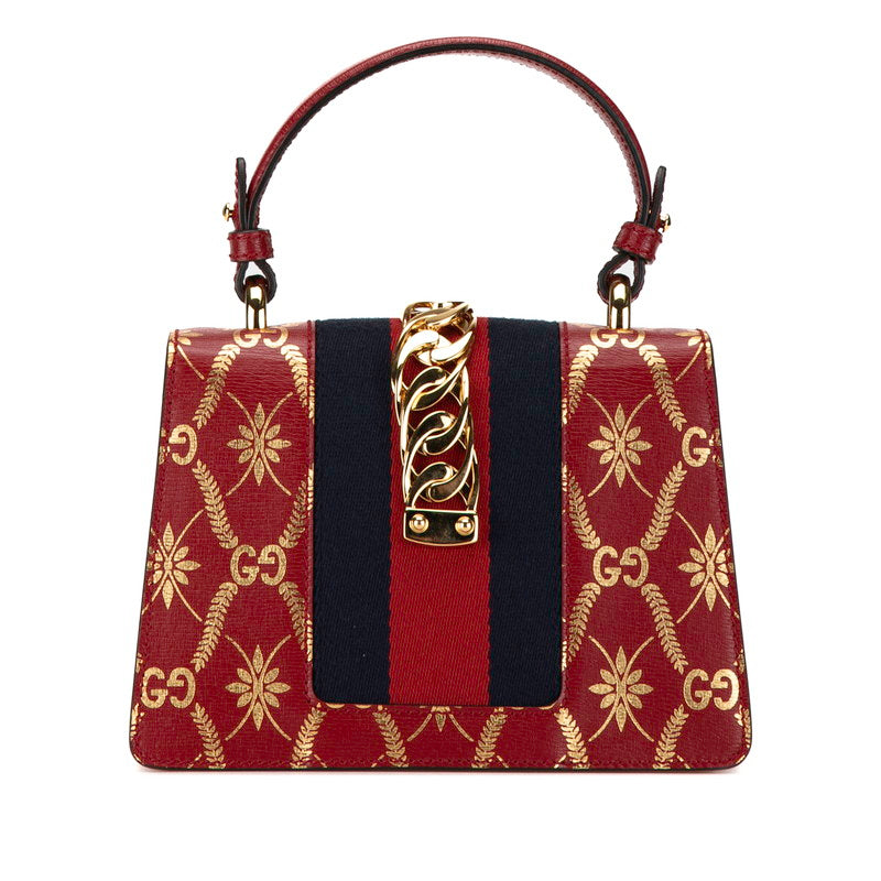 Gucci Sylvie Mini Leather Handbag 2WAY 470270 Red