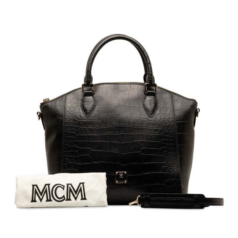 MCM Crocodile Embossed Leather 2WAY Tote Bag in Great Condition