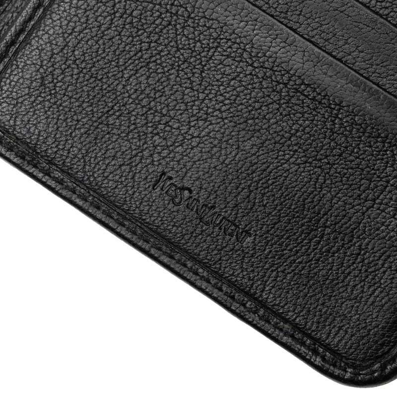 Saint Laurent Logo Leather Bifold Wallet Black