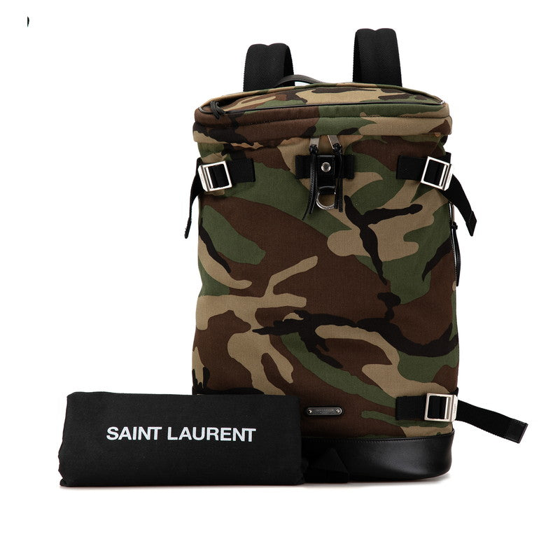 Saint Laurent Camouflage Canvas Leather Backpack