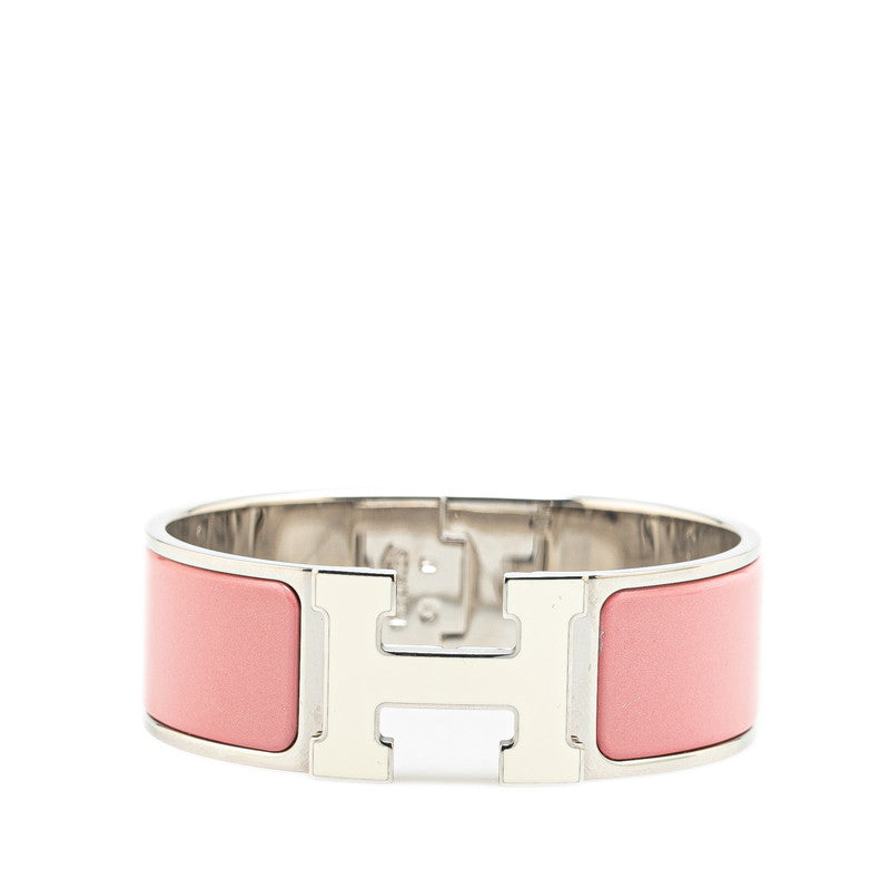 Hermes Click Clack H GM Bangle Silver Pink White