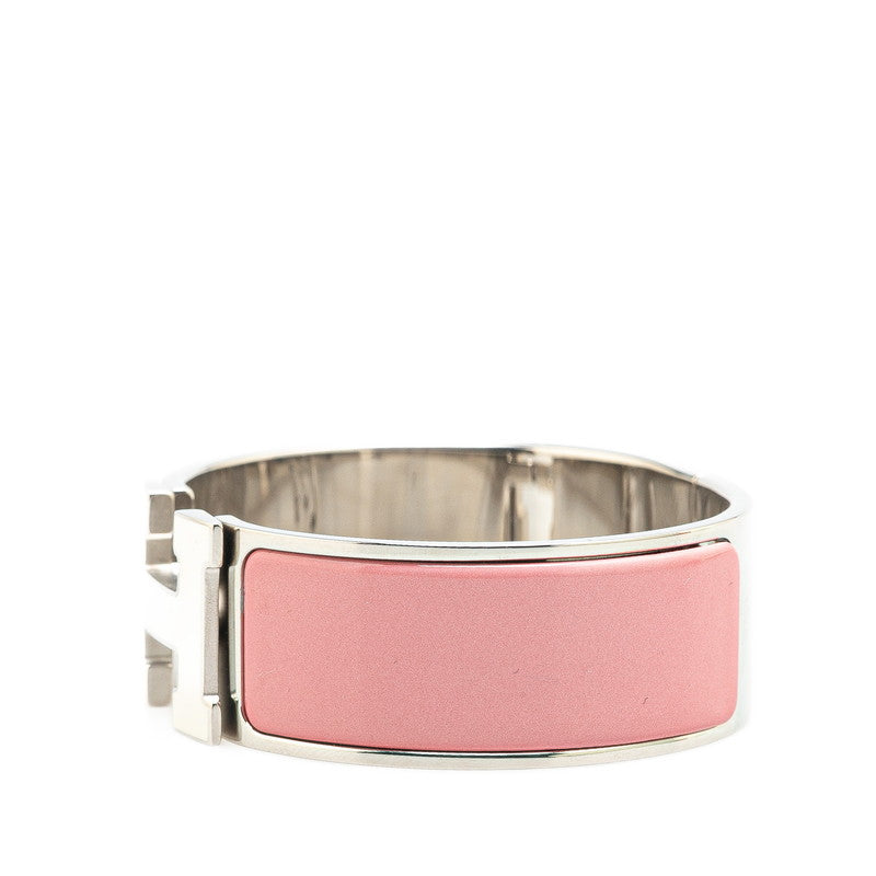 Hermes Click Clack H GM Bangle Silver Pink White