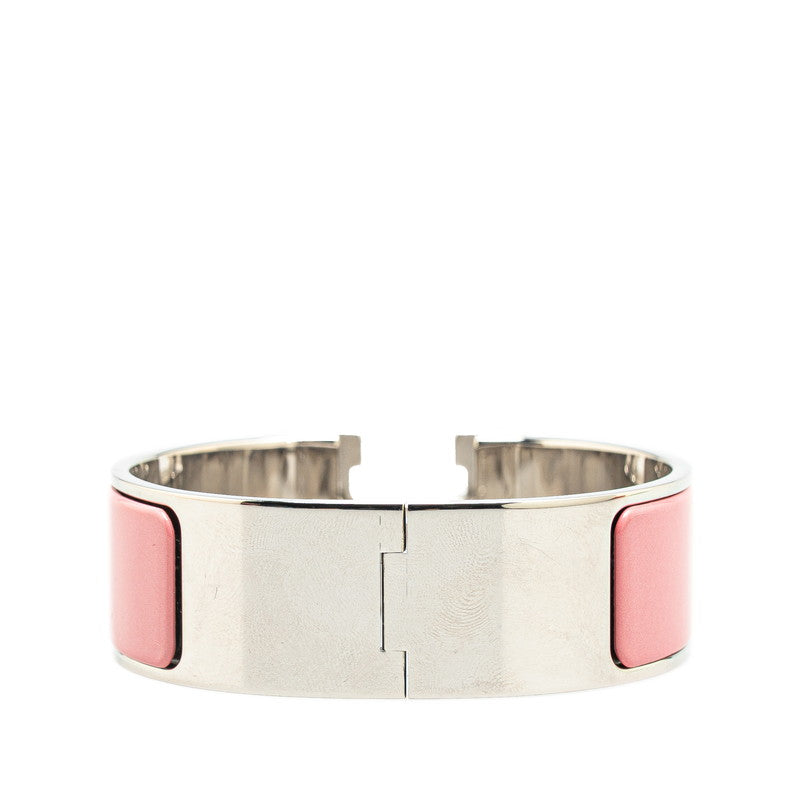 Hermes Click Clack H GM Bangle Silver Pink White