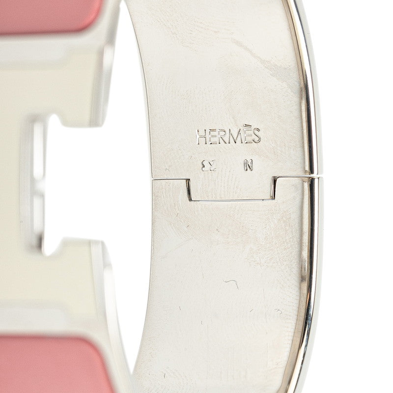 Hermes Click Clack H GM Bangle Silver Pink White