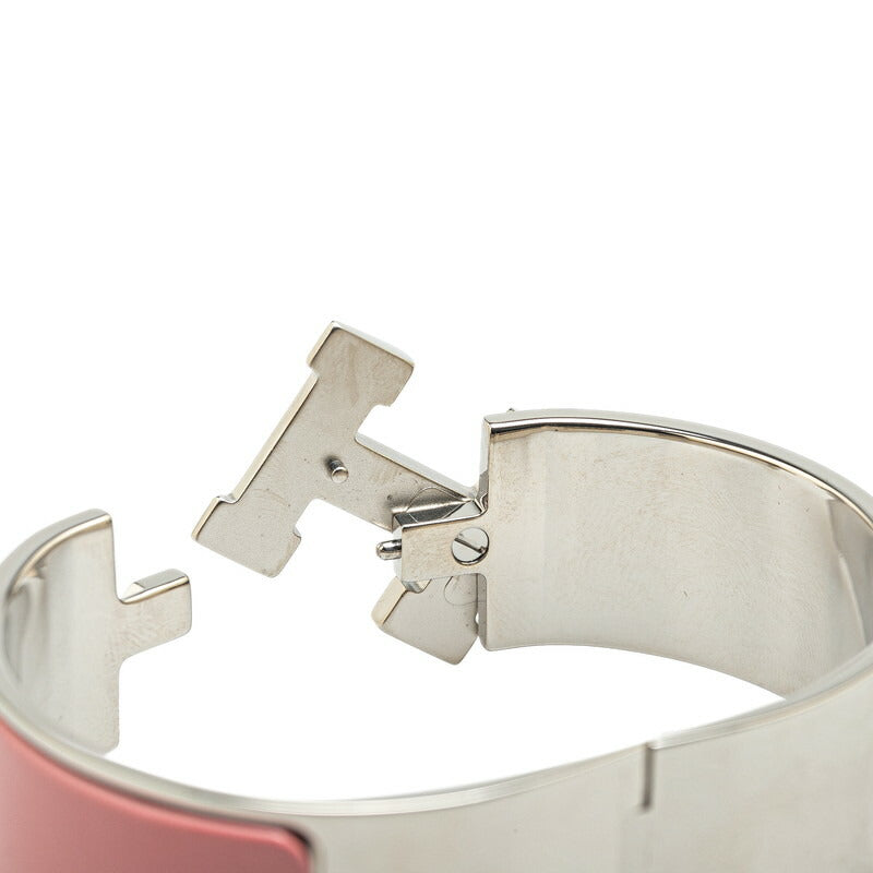 Hermes Click Clack H GM Bangle Silver Pink White