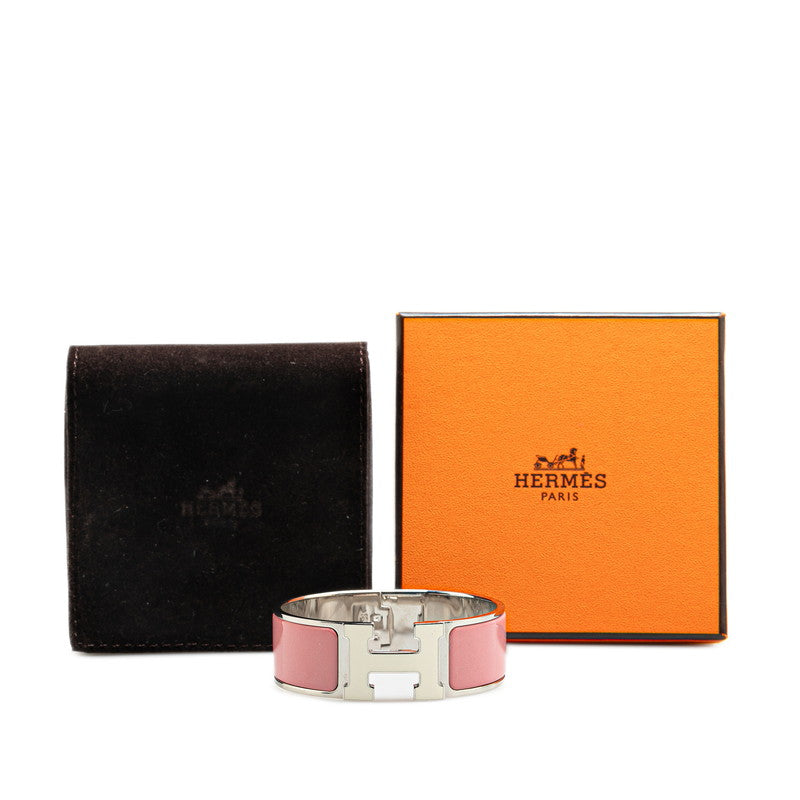 Hermes Click Clack H GM Bangle Silver Pink White