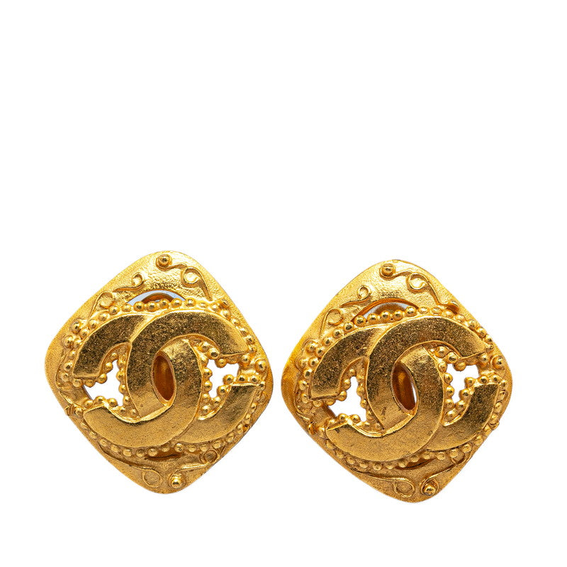 Chanel Vintage Coco Mark Rhombus Motif Clip-On Earrings in Great Condition