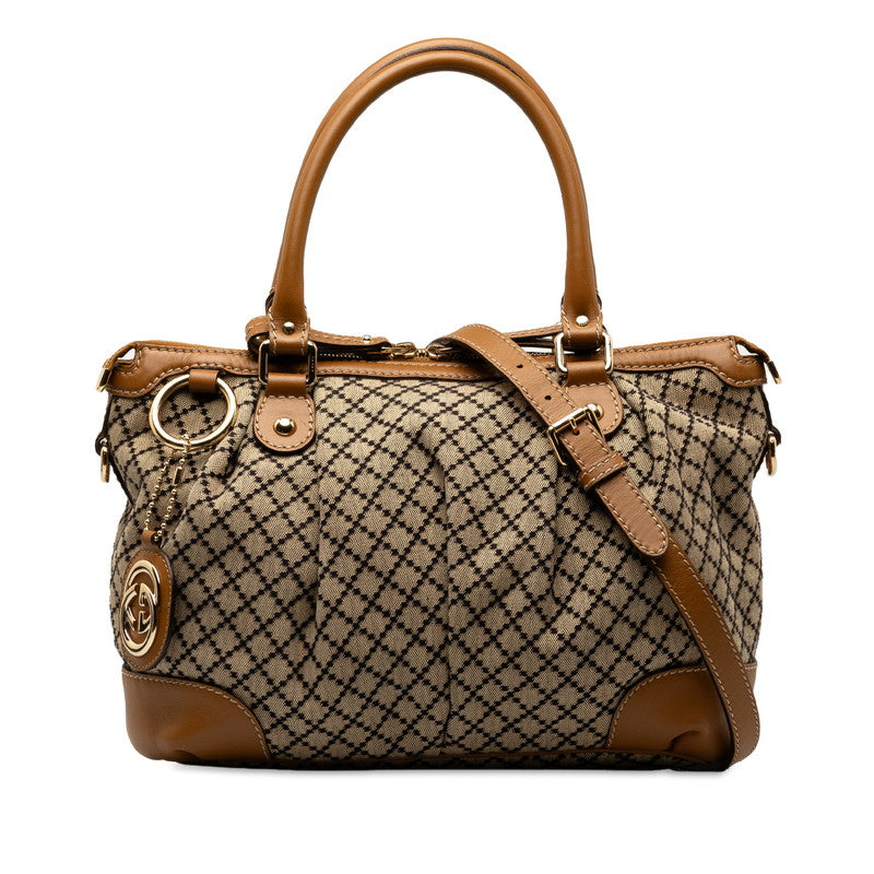 Gucci Diamante Sukey Canvas Leather Handbag 2WAY 247902