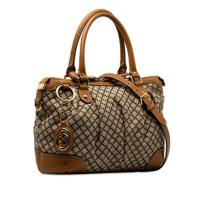 Gucci Diamante Sukey Canvas Leather Handbag 2WAY 247902