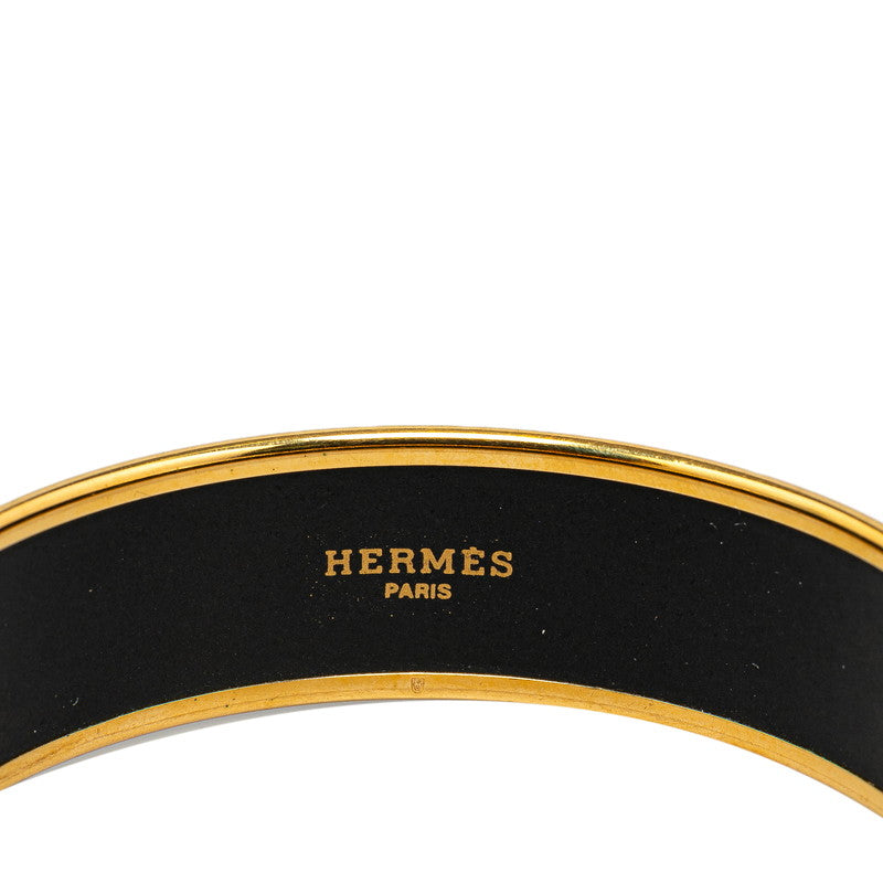 Hermes Enamel GM Patterned Bangle Bracelet Gold Multicolor in Very Good Condition