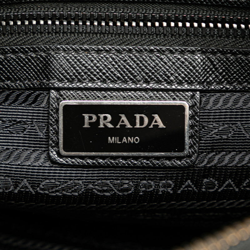 Prada Nylon Leather Triangle Logo Shoulder Bag 2VH048 in Very Good Condition