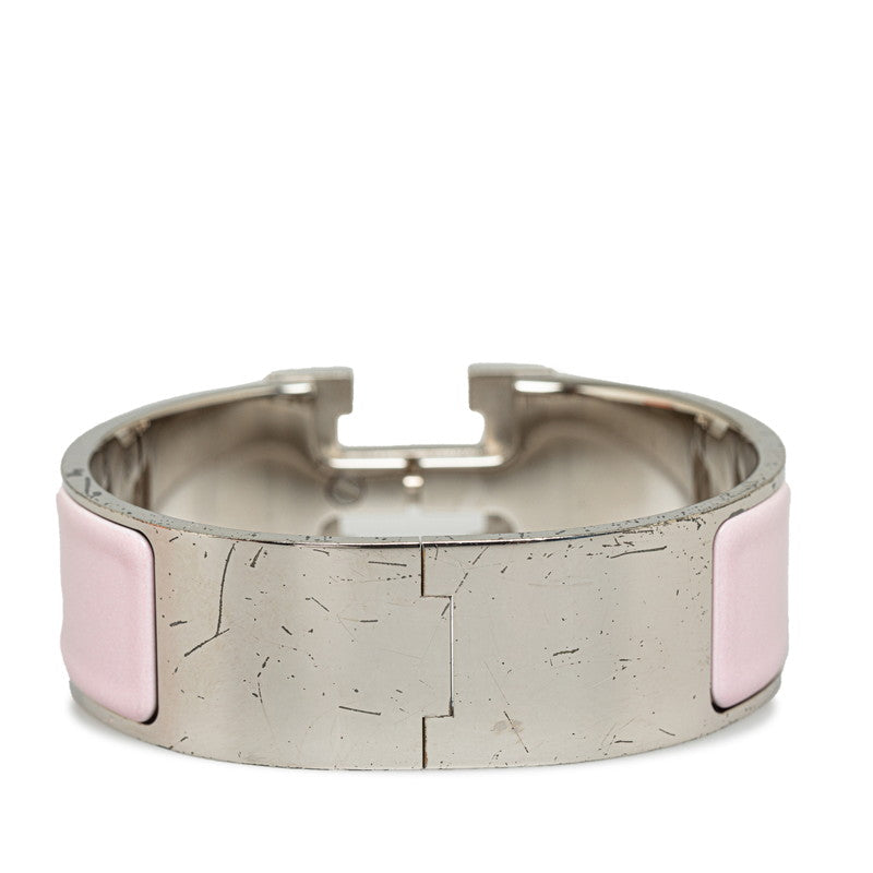 Hermes Click Clack H GM Bangle Silver Pink Metal