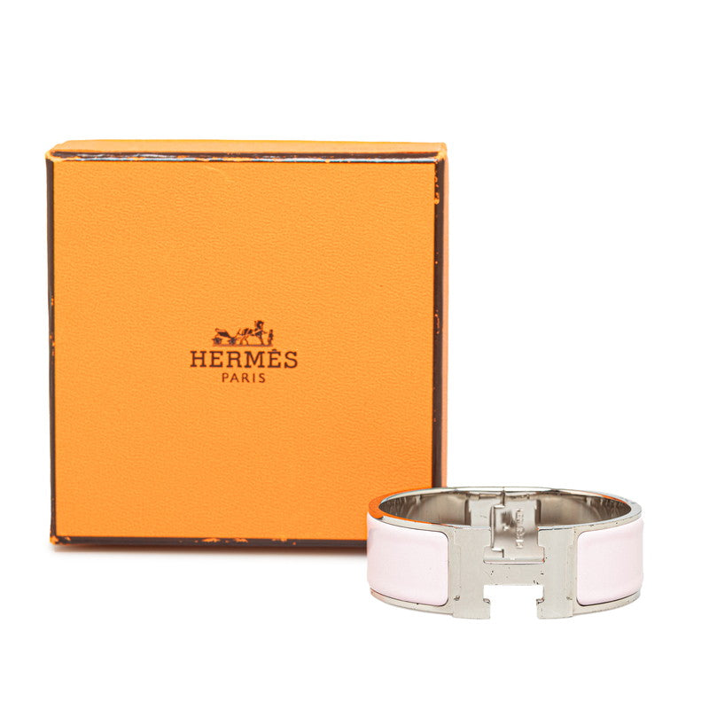 Hermes Click Clack H GM Bangle Silver Pink Metal