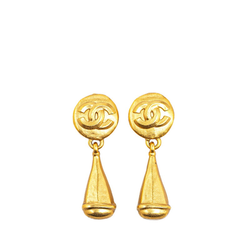 Chanel Vintage Coco Mark Earrings Gold Plated in Very Good Condition