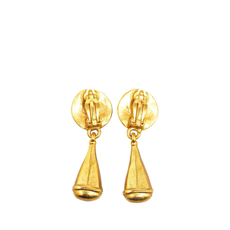 Chanel Vintage Coco Mark Earrings Gold Plated in Very Good Condition