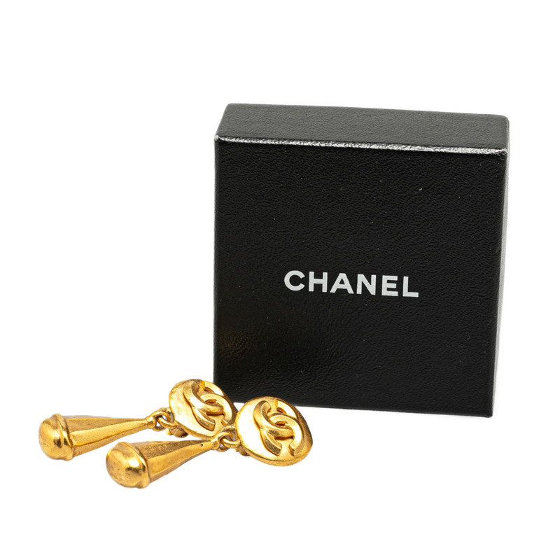 Chanel Vintage Coco Mark Earrings Gold Plated in Very Good Condition