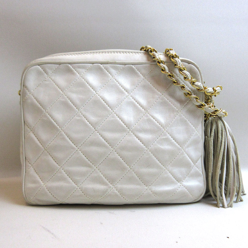 Chanel Lambskin Chain Shoulder Bag White