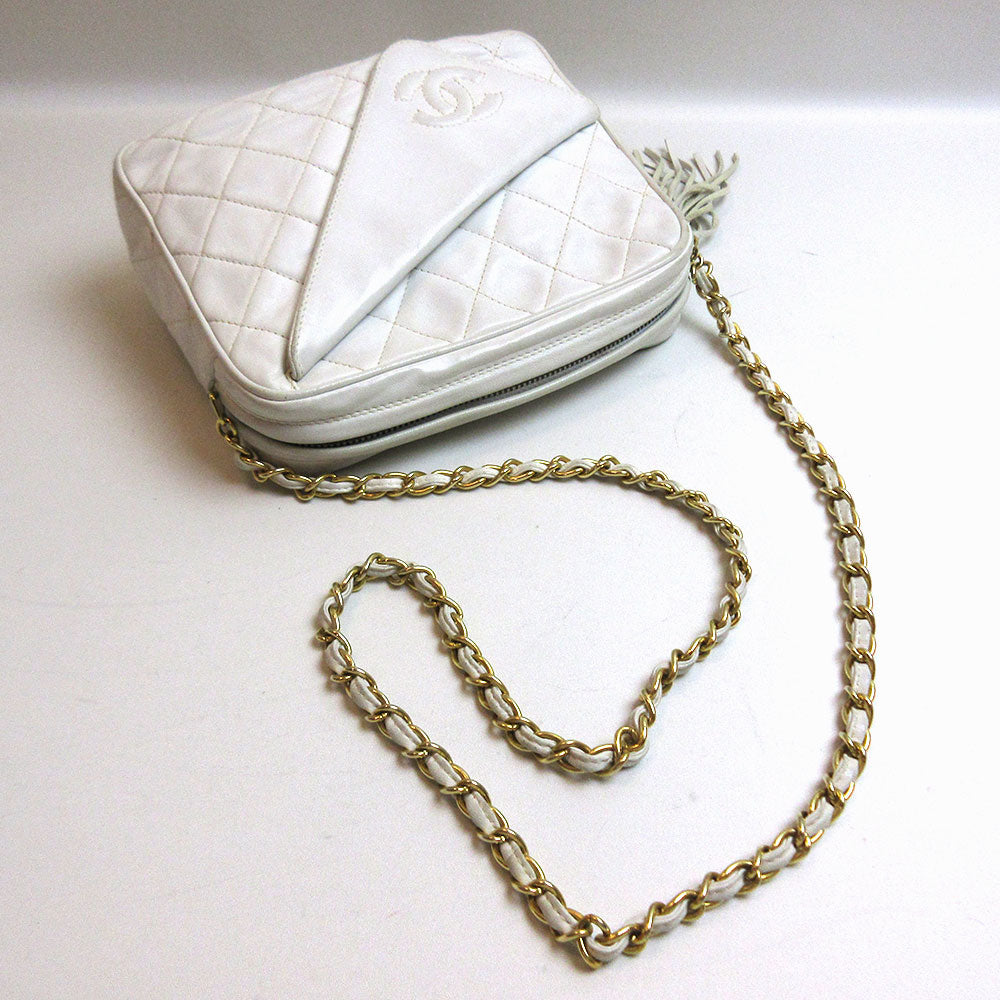 Chanel Lambskin Chain Shoulder Bag White