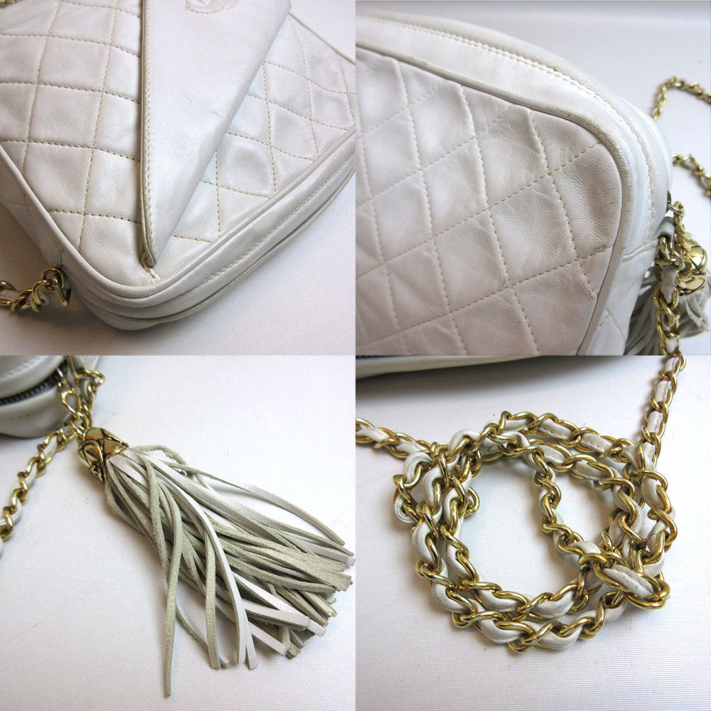 Chanel Lambskin Chain Shoulder Bag White