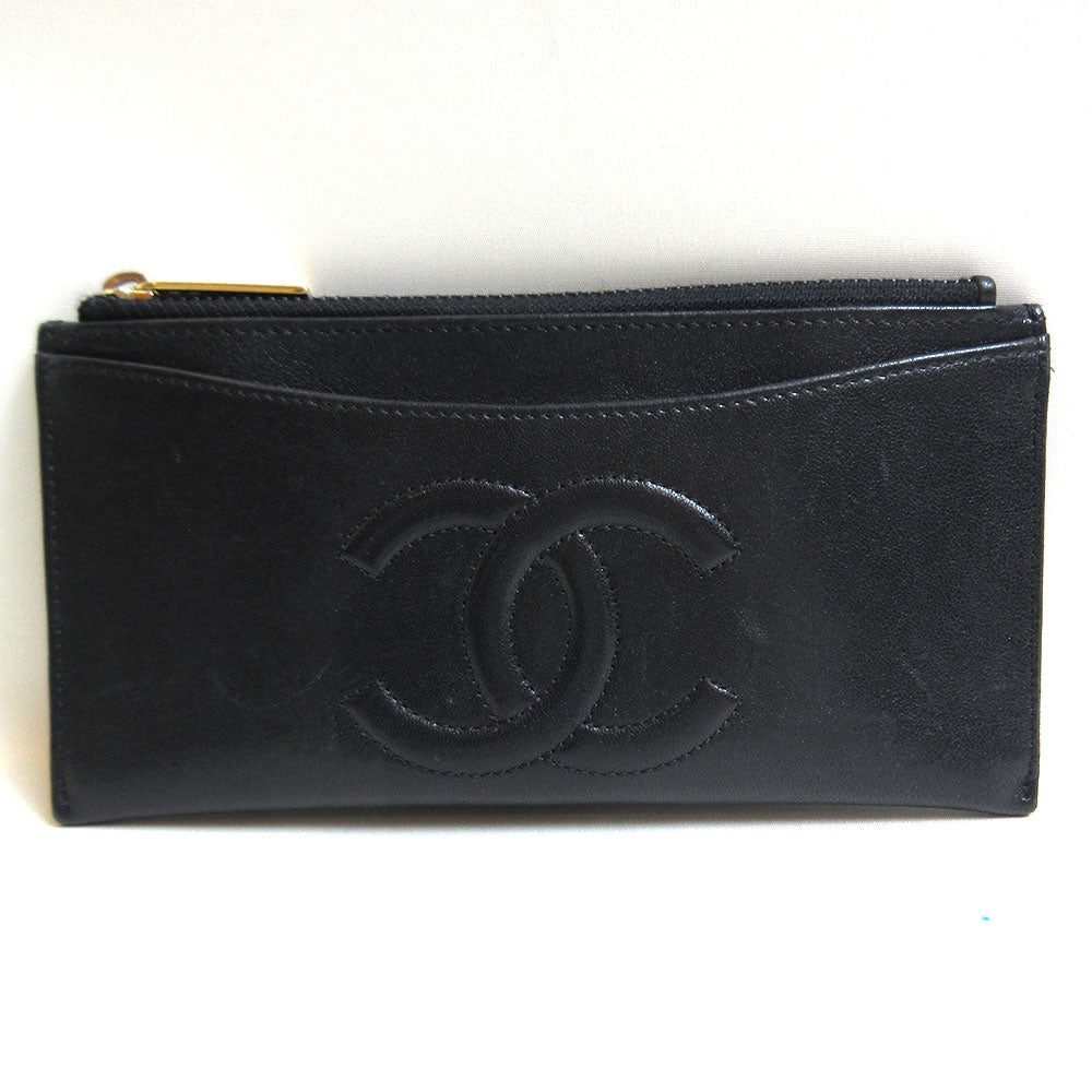 Chanel Leather Card Case & Billfold Long Wallet in Very Good Condition