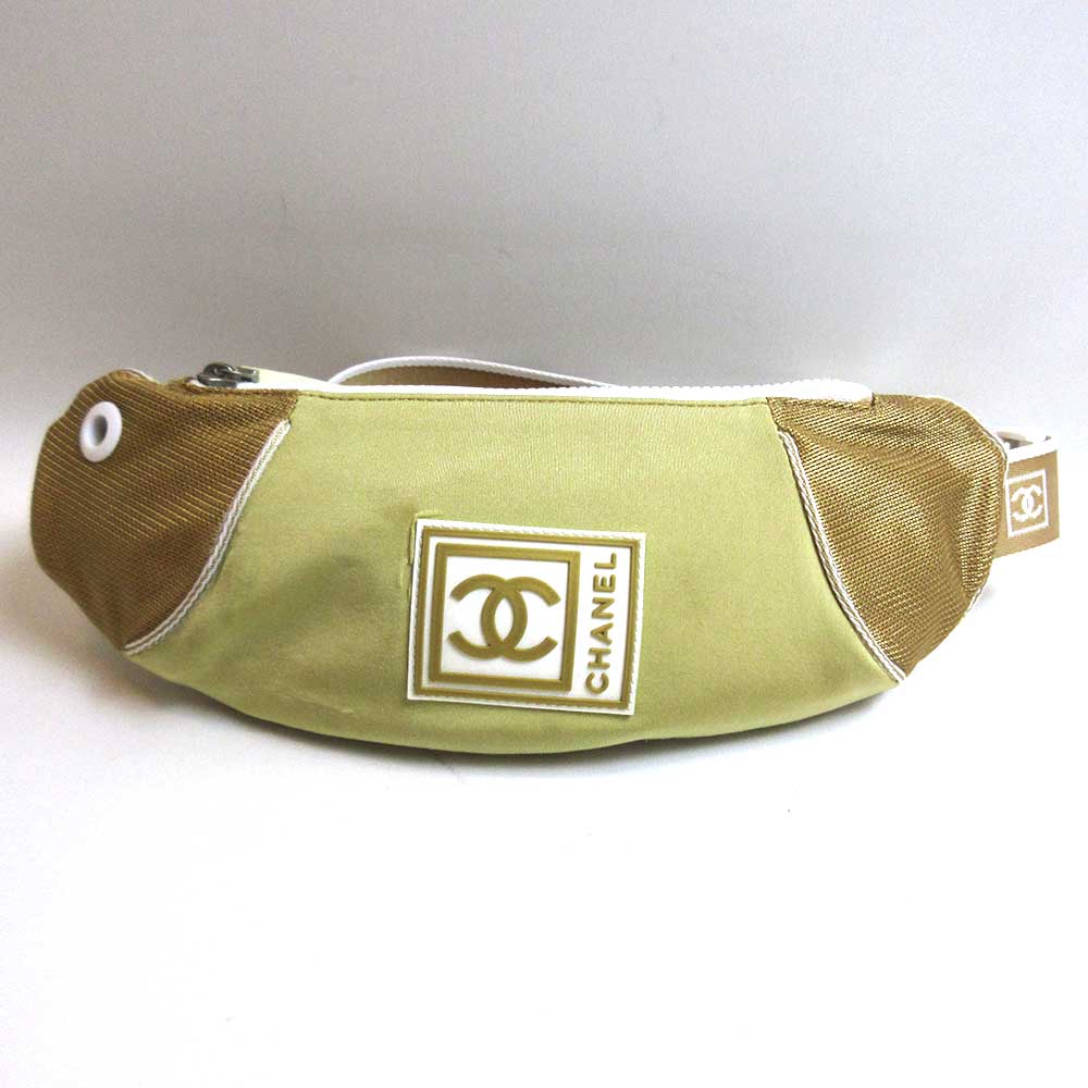 Chanel Nylon Waist Pouch Body Bag Beige Used in Very Good Condition