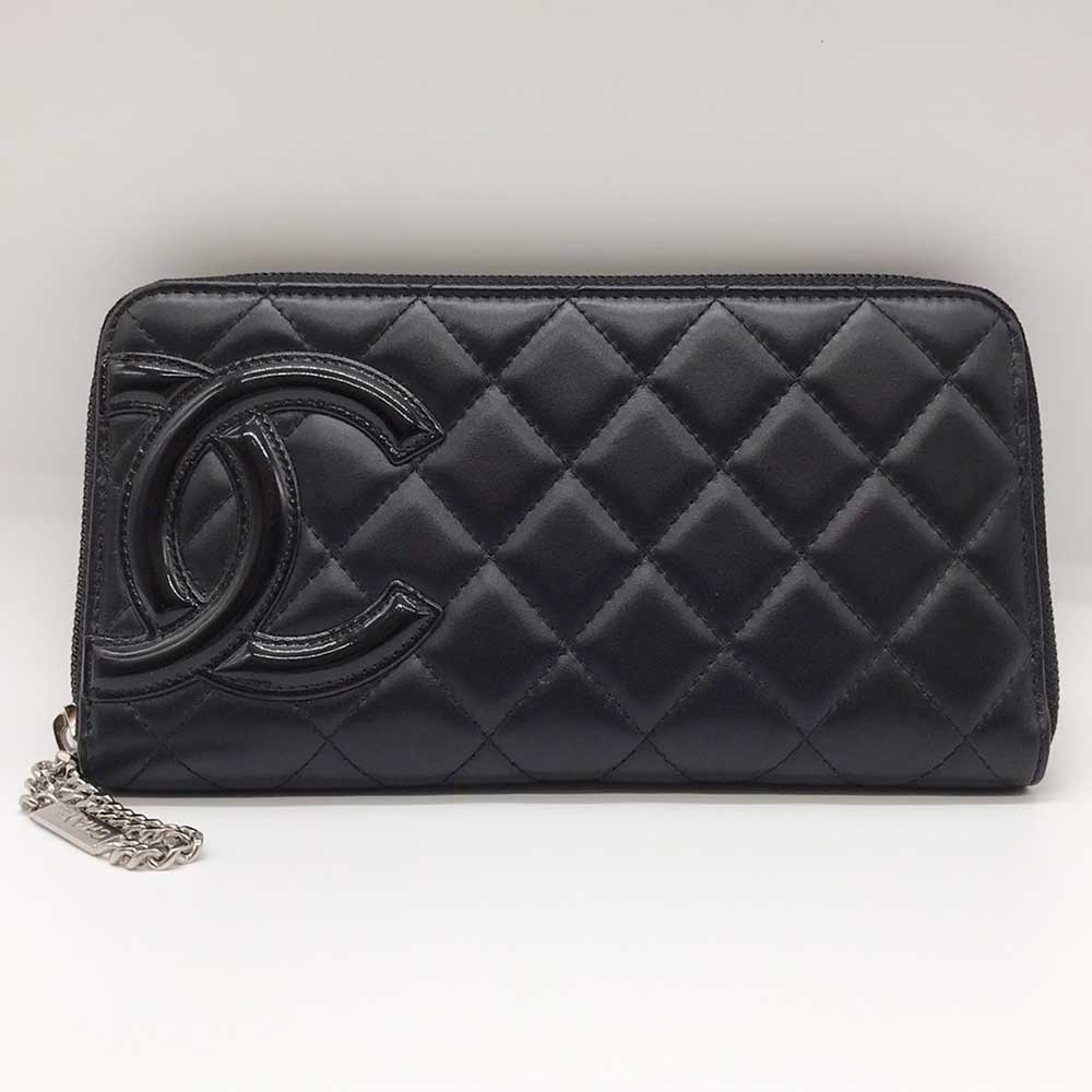 Chanel Cambon Line Leather Wallet Black