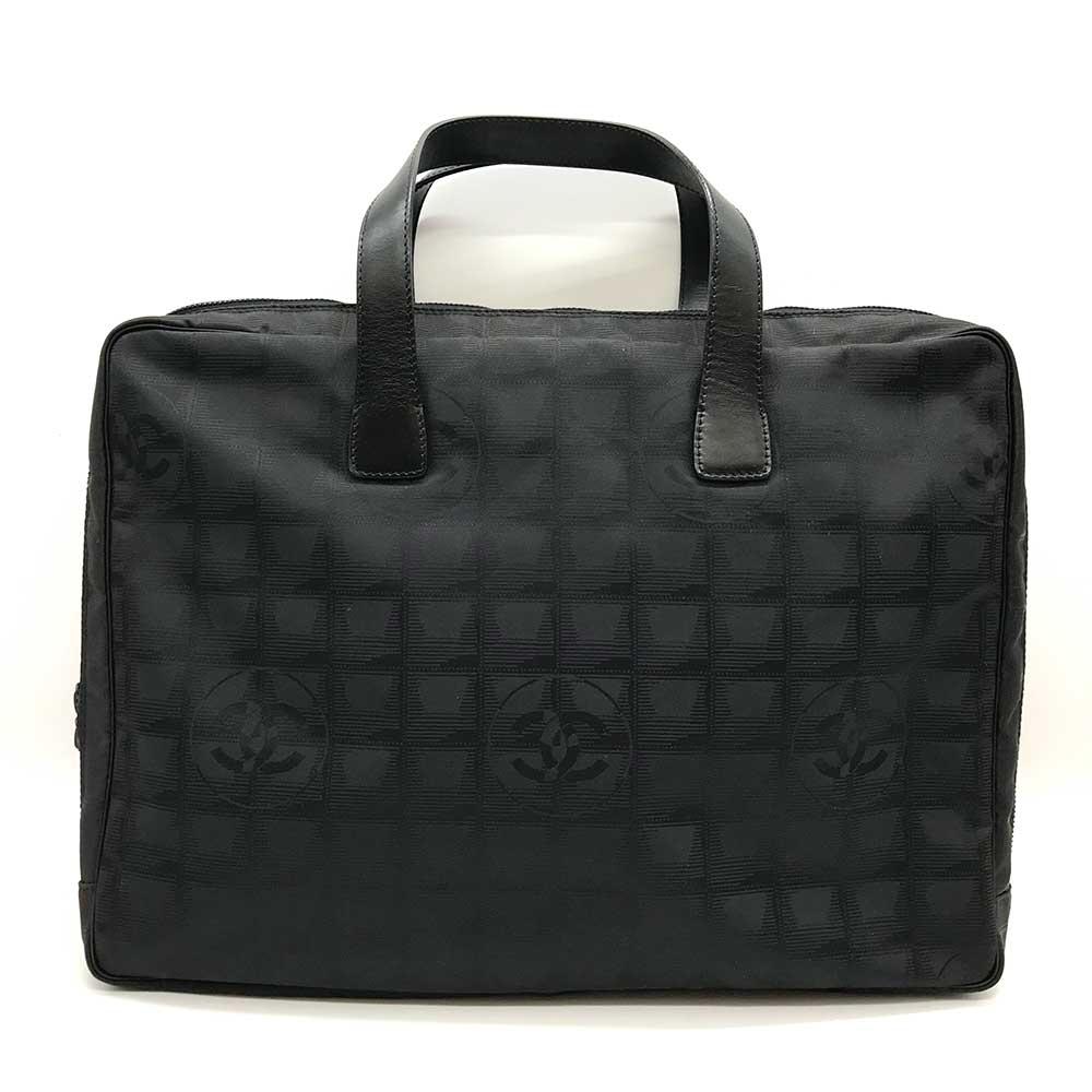 Chanel Nylon Jacquard New Travel Line Briefcase Black in Very Good Condition