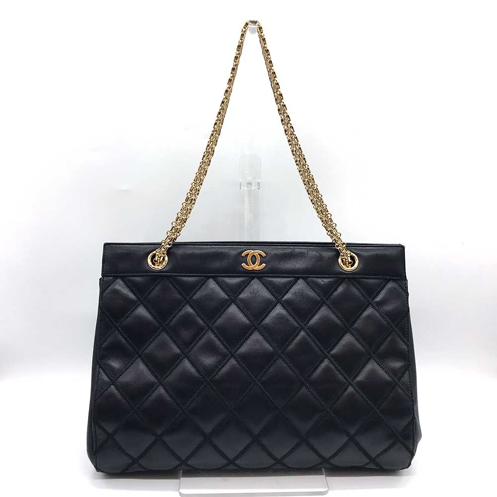 Chanel Leather Bicolore Double Chain Tote Bag in Very Good Condition