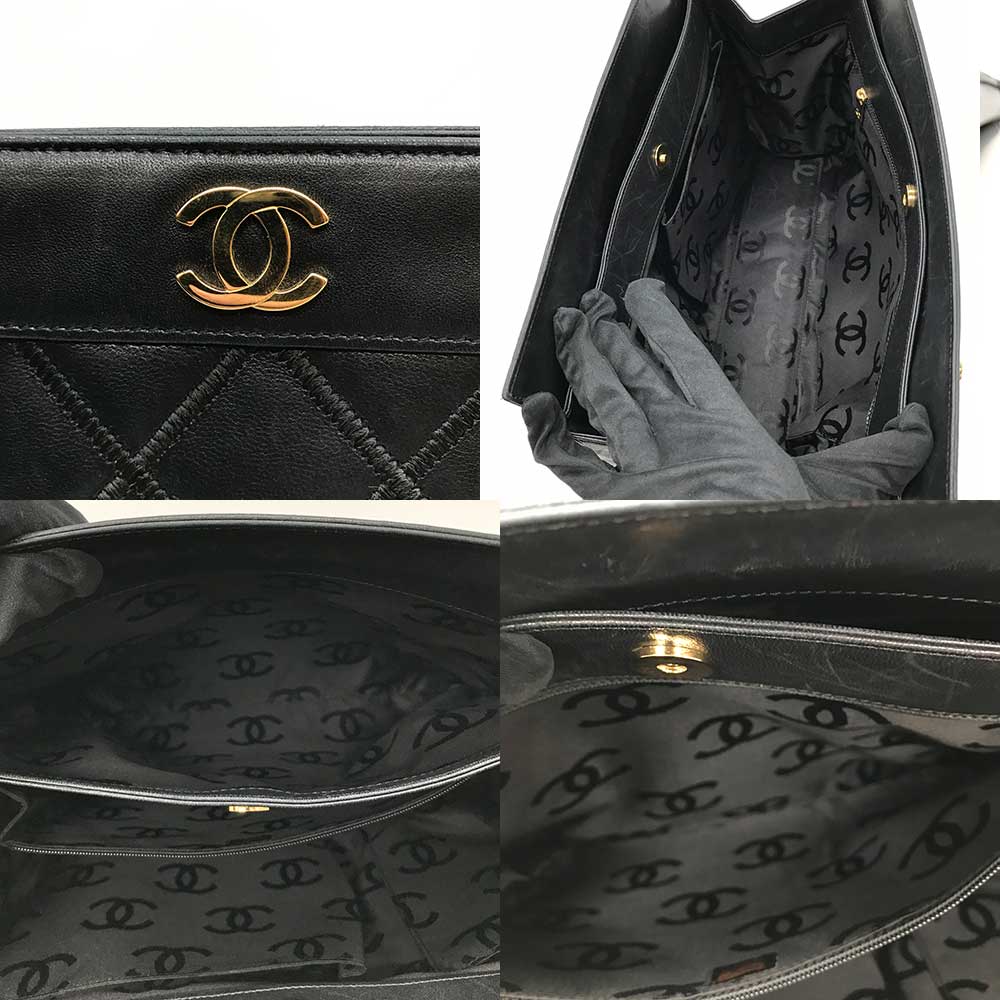 Chanel Bicolore Double Chain Tote Bag Leather