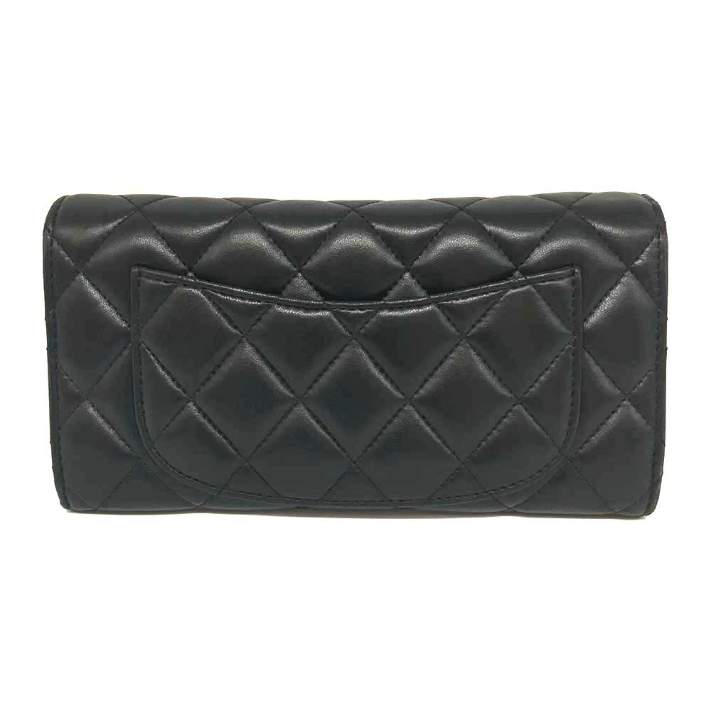 Chanel Long Flap Wallet Lambskin Black