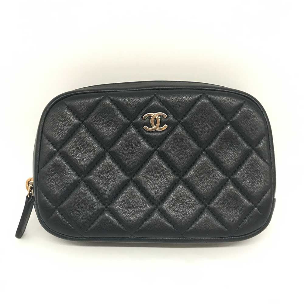 Chanel Matelasse Lambskin Pouch Black in Great Condition