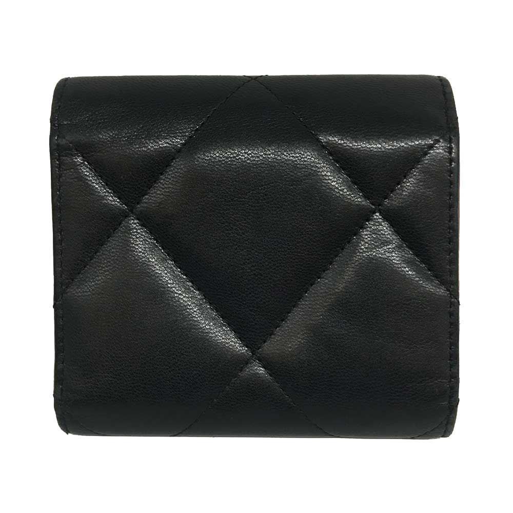 Chanel Lambskin Small Flap Mini Wallet Black in Very Good Condition