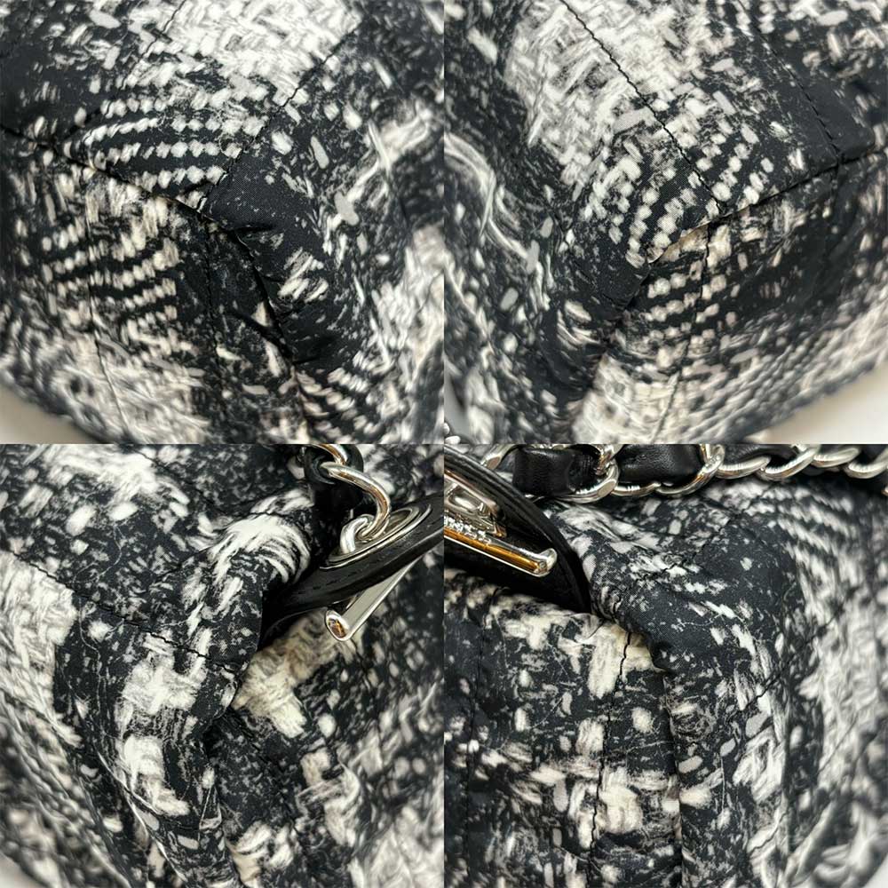 Chanel Nylon Backpack Tweed Black White