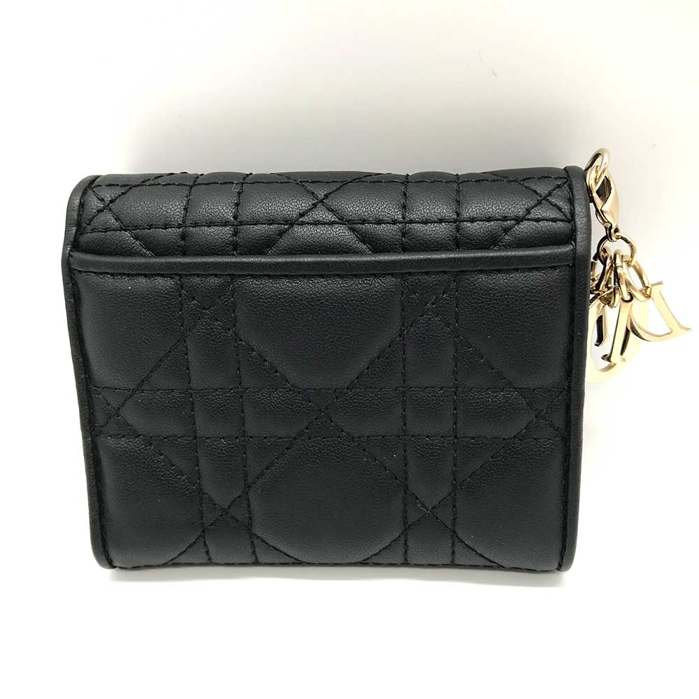 Dior Lady Dior Lotus Wallet Leather in Very Good Condition