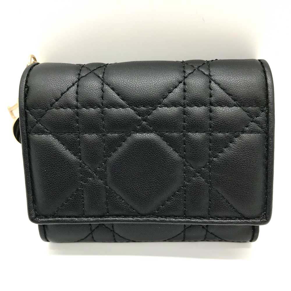 Dior Lady Dior Lotus Wallet Leather in Very Good Condition