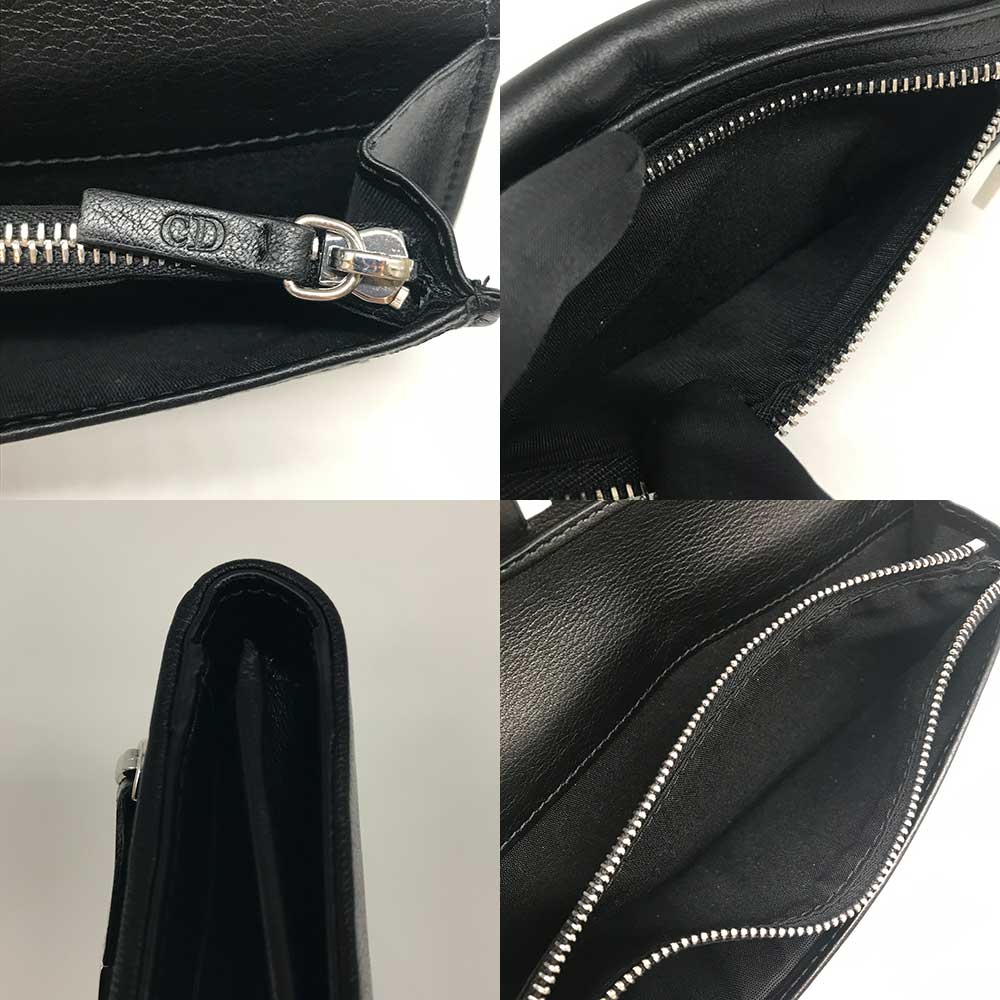 Dior Leather Long Wallet Black in Very Good Condition