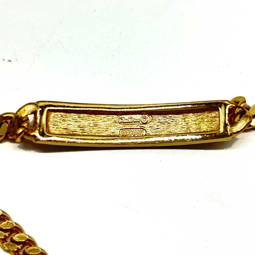 Dior Logo Plate Bracelet Gold Large Size L in Very Good Condition