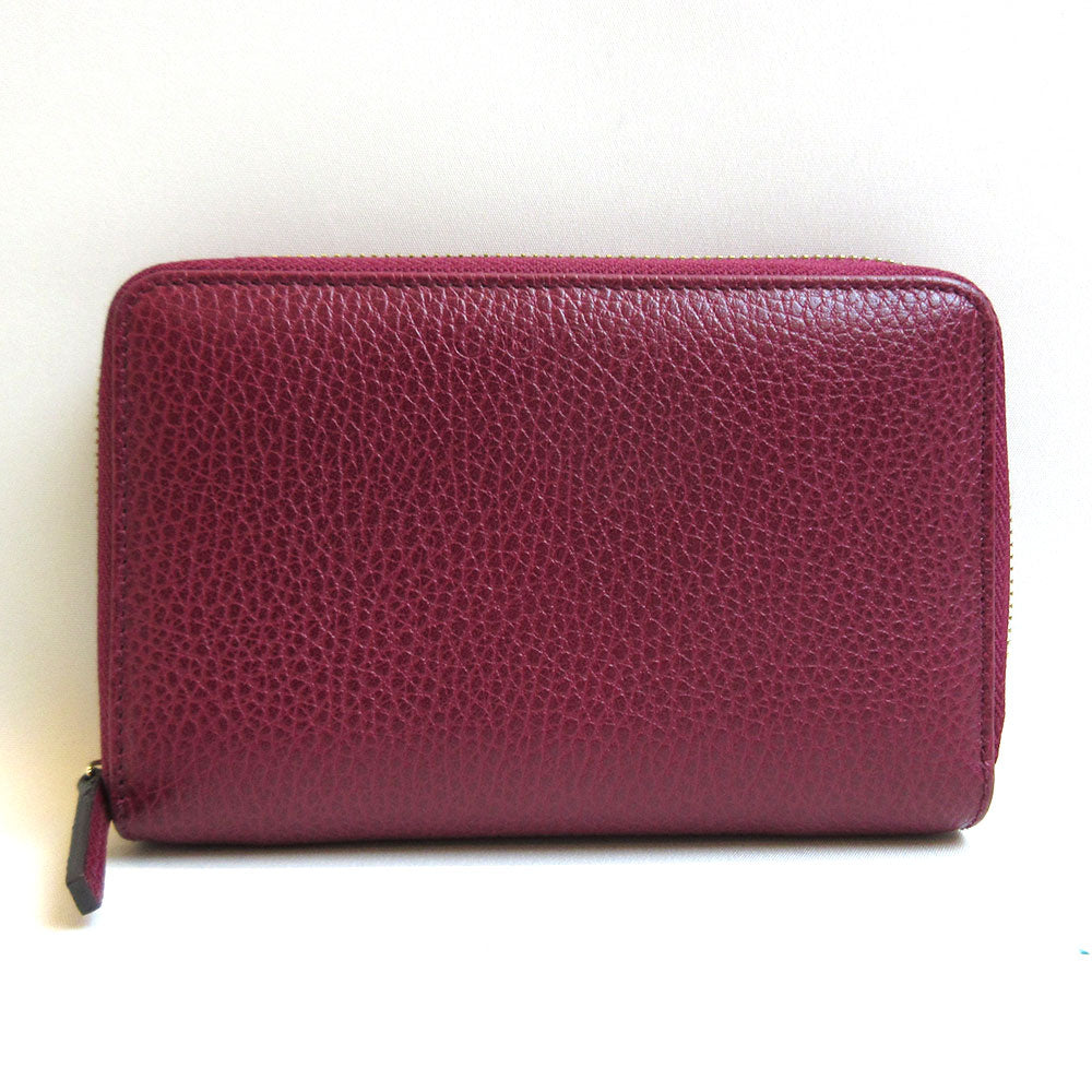 Gucci Leather Red Round Zipper Bifold Wallet 420113 in Very Good Condition