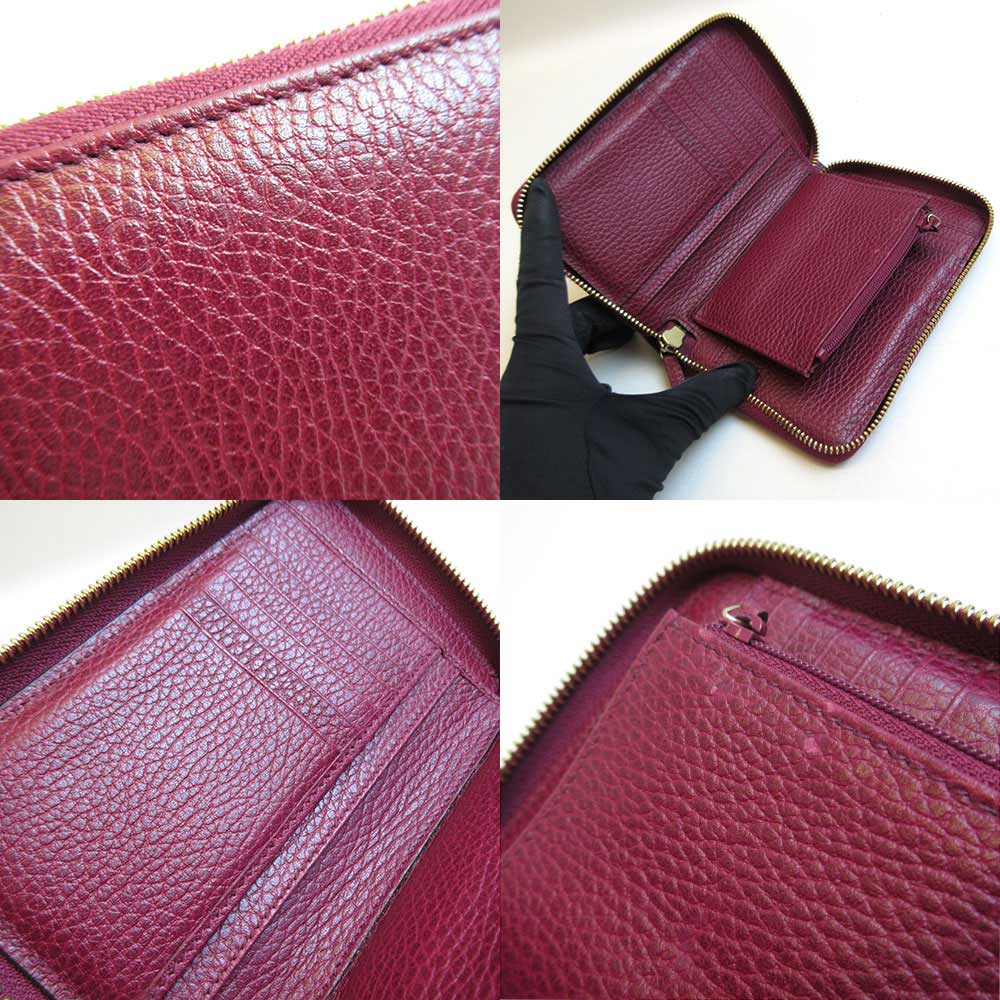 Gucci Leather Red Round Zipper Bifold Wallet 420113 in Very Good Condition