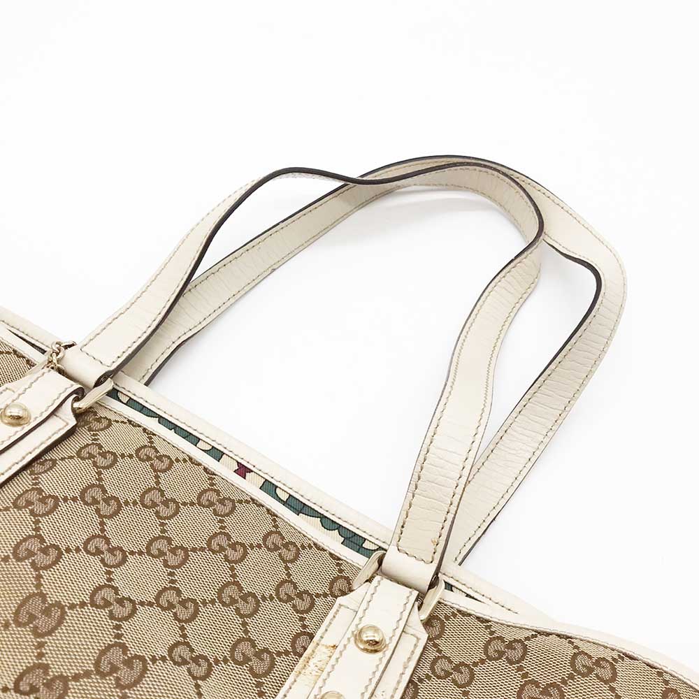 Gucci GG Canvas Leather Tote Bag 137396