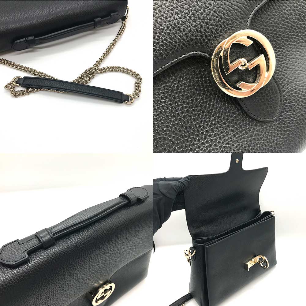 Gucci Leather Interlocking G Chain Shoulder Bag