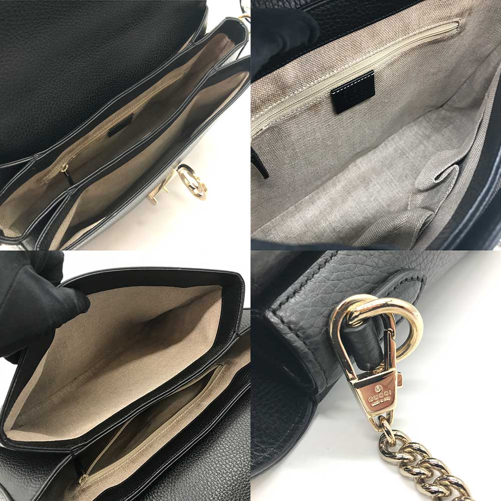 Gucci Leather Interlocking G Chain Shoulder Bag