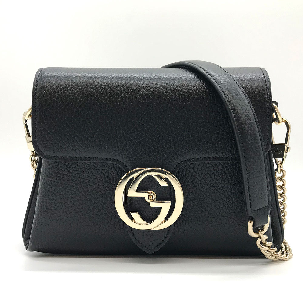 Gucci Interlocking G Leather Chain Shoulder Bag 607720 in Great Condition